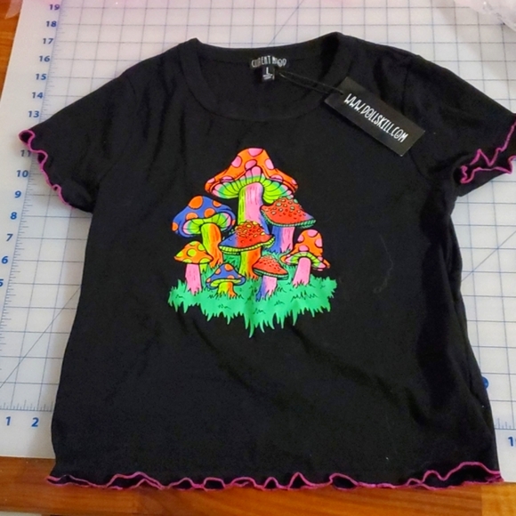 Dolls Kill mushrooms Mind Trip Graphic baby tee large - Picture 1 of 1